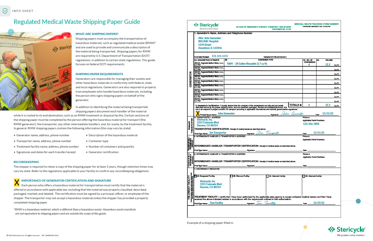 Regulated Medical Waste Shipping Paper Guide