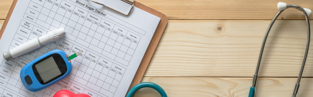 Diabetic health chart with stethoscope