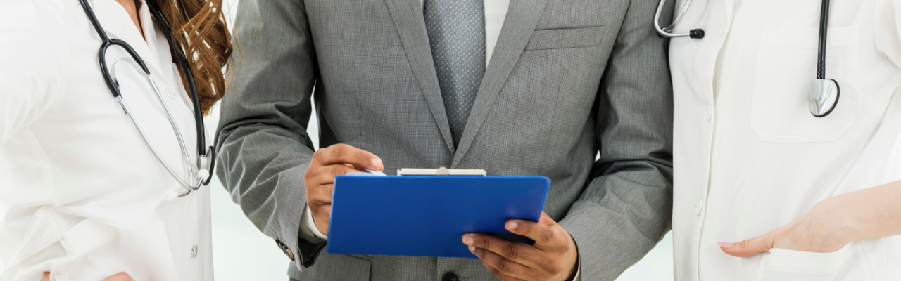 Healthcare professional holding a clipboard